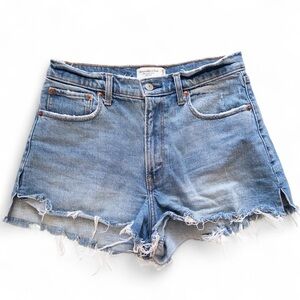 Denim Blue Distressed Women Shorts Abercrombie & Fitch